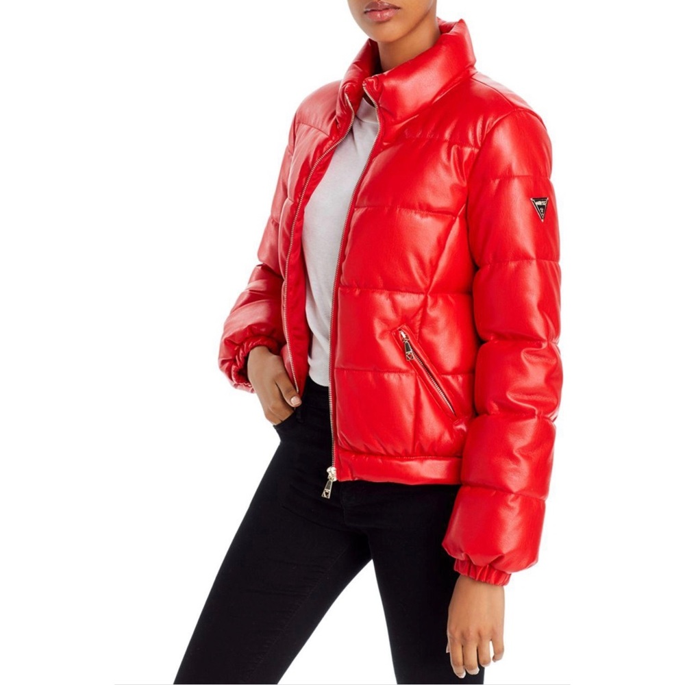 Guess Valetta Faux Leather Puffer Jacket